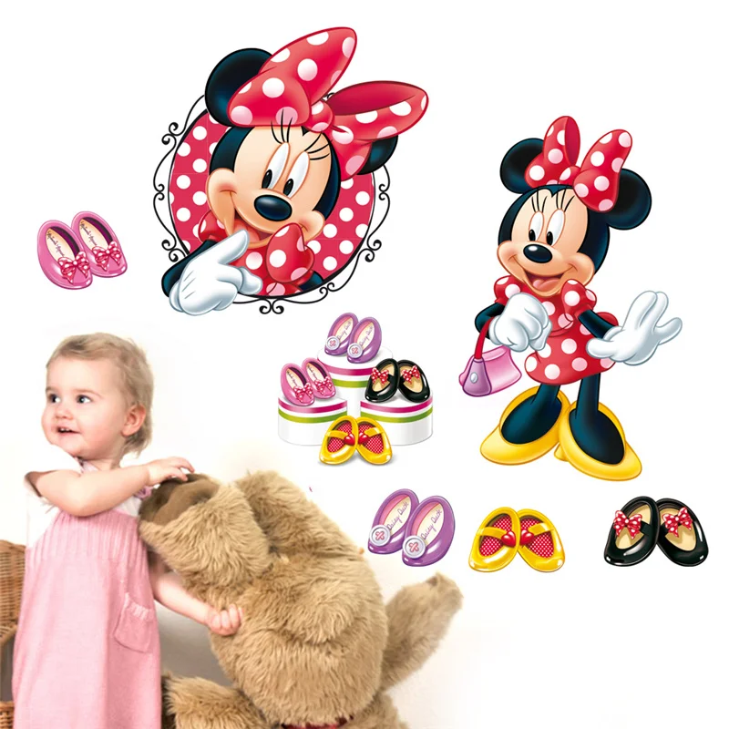 lovely Mickey Minnie Wall Stickers For Kids Room Children Bedroom Wall Decoration