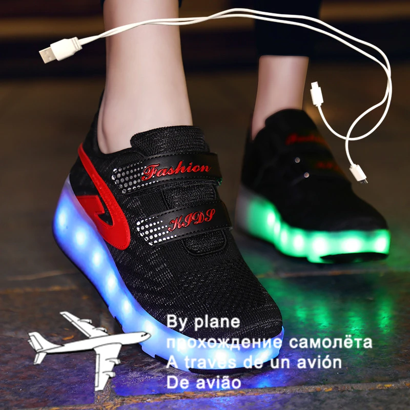 Zapatillas de ruedas con luz para niños niñas, zapatos de con luz con ruedas dobles|Zapatillas deportivas| - AliExpress
