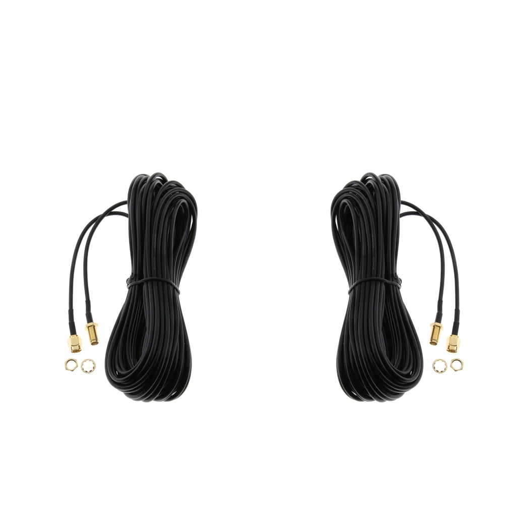 2Pack 32.8FT Low-Loss Coax Extension Cable (50 Ohm) - RP SMA Male to RP SMA Female - Antenna Extender for WiFi Wireless Router