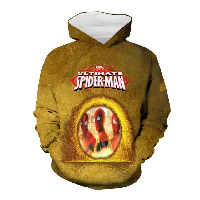 New Marvel Movies Spiderman Oversized Hoodies Kids Clothes Boys 3D Printed Casual Pullover Superhero Cartoon Black Sweatshirt Spiderman-50595