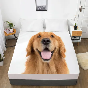 

3D Fitted Sheet Bed Mattress Fitted Cover Custom Design Bed Linens Sheets Bedsheet Black 137x190 Animal Cat Dog Pet Pattern