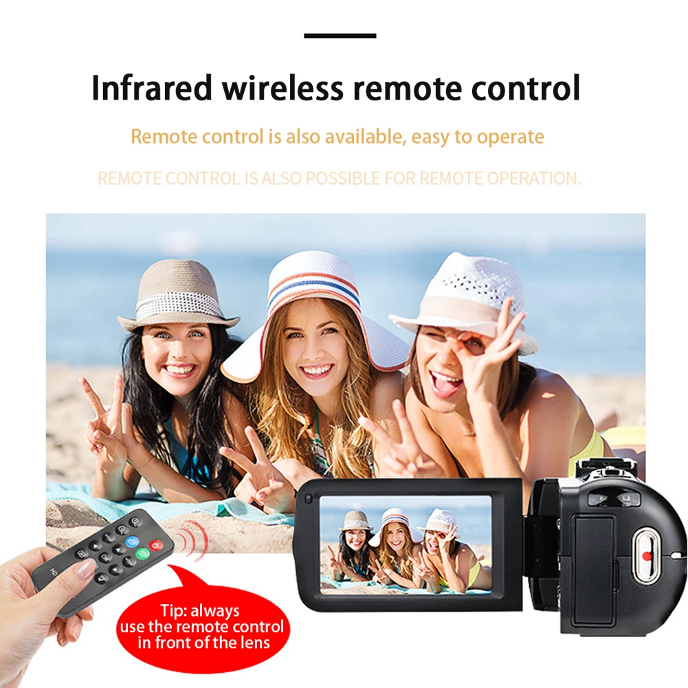 2.7K 30MP Night Vision Digital Camcorder 270 Degree Rotatable Wide Angle Vlogging Slow Motion Touch Screen High Definition