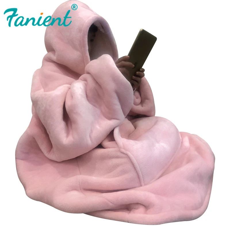 Winter Thick Comfy Tv Blanket Sweatshirt Solid Warm Hooded Blanket