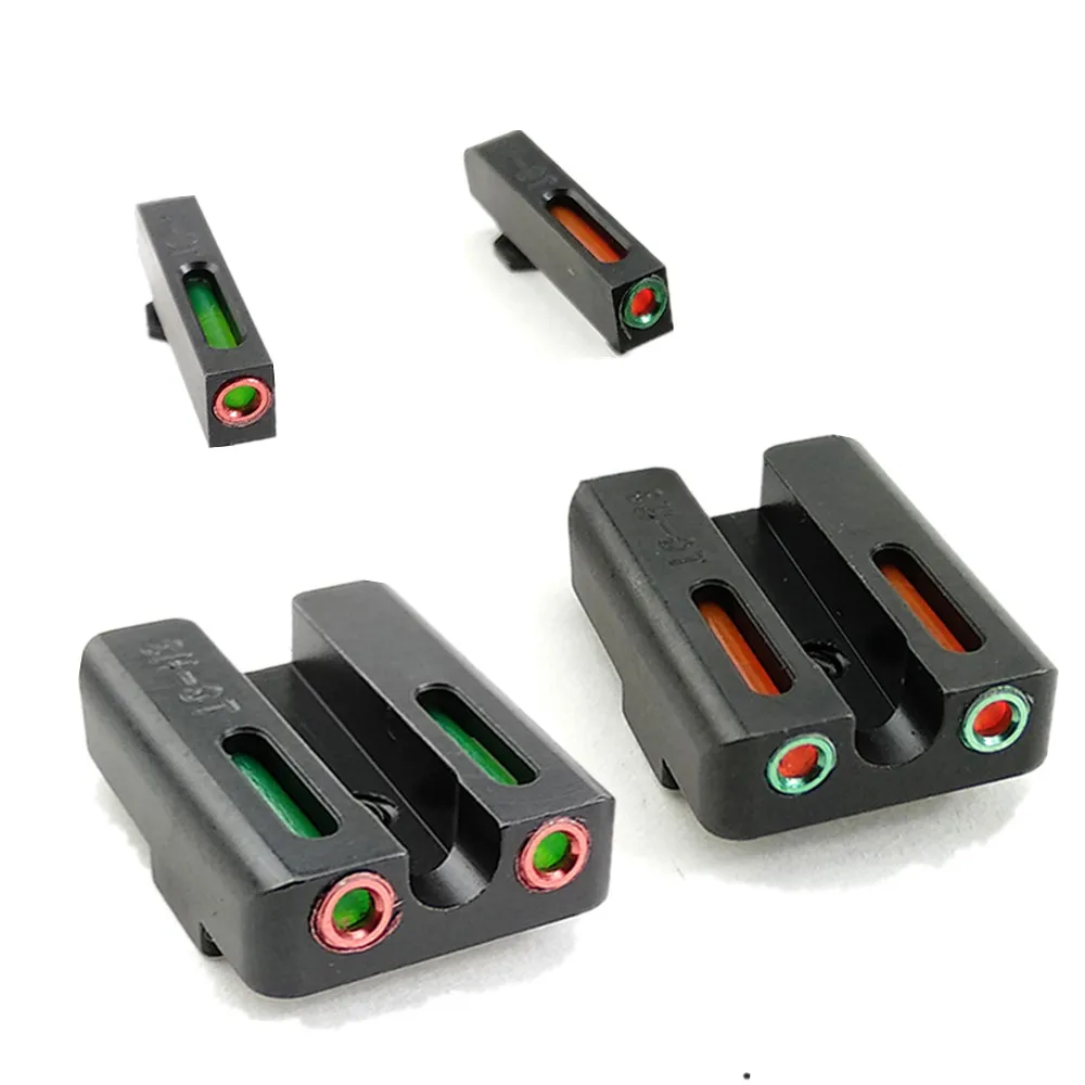 

Green Fiber Optic Front and Rear Sights Set for Glock 17 19 23 26 9mm Pistol Gun Slide Glow in Dark with Focus-lock Night Sight