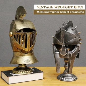 

Retro wrought iron ancient model medieval warrior helmet decoration ornaments bar restaurant clothing store armor mural