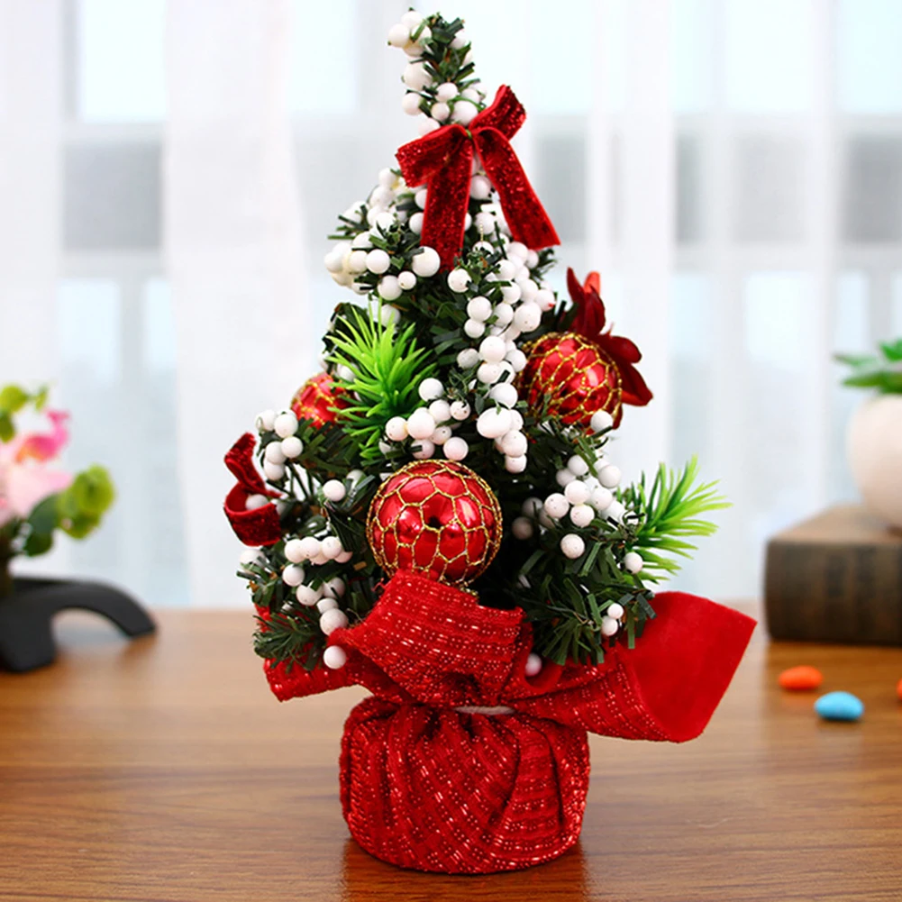 Desktop Mini Bowknot Christmas Tree Ornament Xmas Party Home Table Decoration