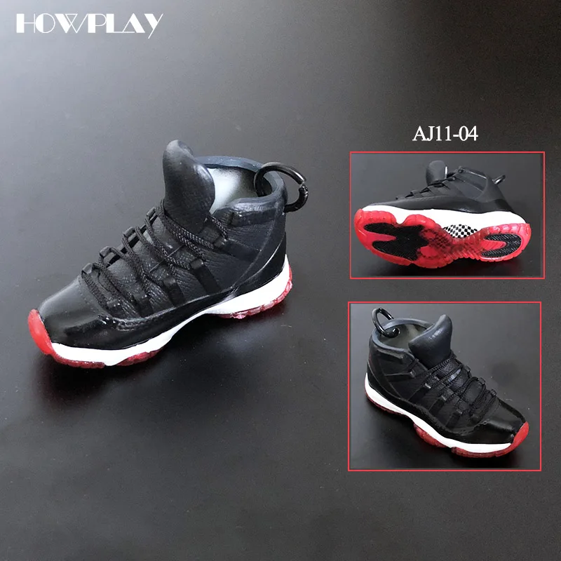 Howplay Mini Sneakers Basketball Shoes Keychain 3D Backpack Pendant Bag Charm AJ1 OW Creative Gifts Keyring for1/6 Soldier Doll - Цвет: single-AJ11-BR