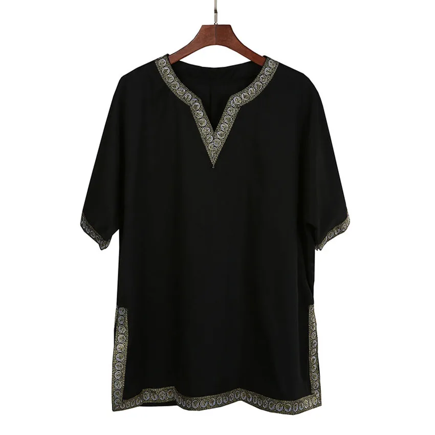 Male Viking Pirate Knight Warrior Cosplay Costume - Adult Renaissance Carnival Clothing V-neck Cotton Top Tunic image 6