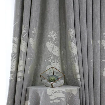 

Jacquard Lotus Curtain for Living Room Modern Fashion Fabric Blackout Curtain for Bedroom Sheer Tulle Drape Blinds X658#40