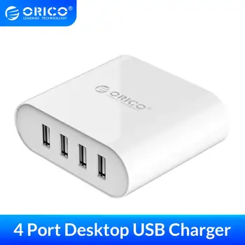 

ORICO DCH-4U 4 Ports Mini Smart Charger 5V2.4A *4 6A 30W Max Output for Samsung Galaxy S6 LG G4 Xiaomi EU Plug- Black/White