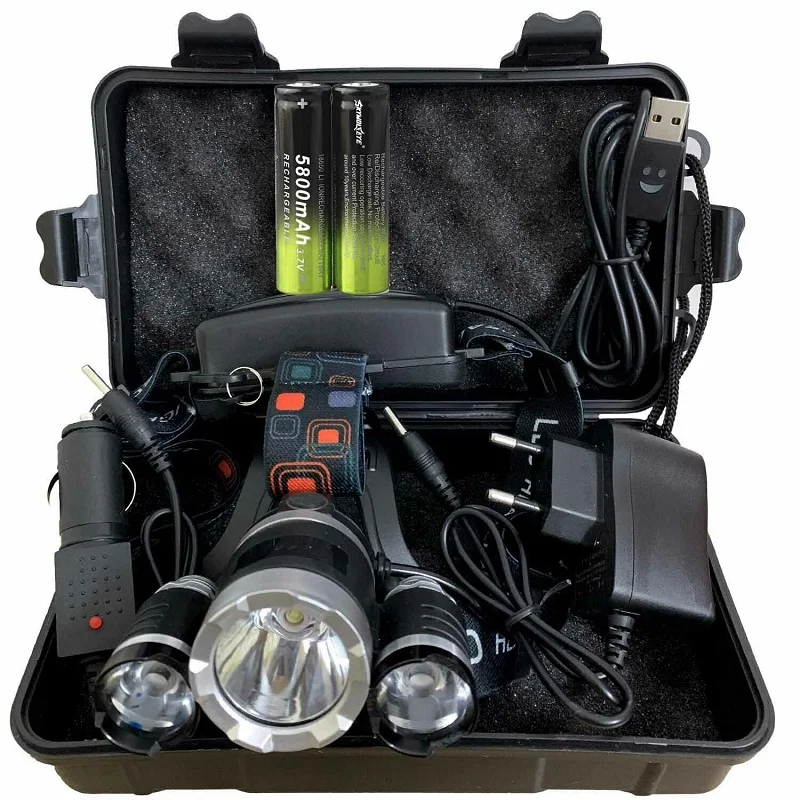 Rantion LED Headlamp Headlight Fishing Touch Waterproof Head Torch Flashlight Head Lamp For Hiking Camping Riding