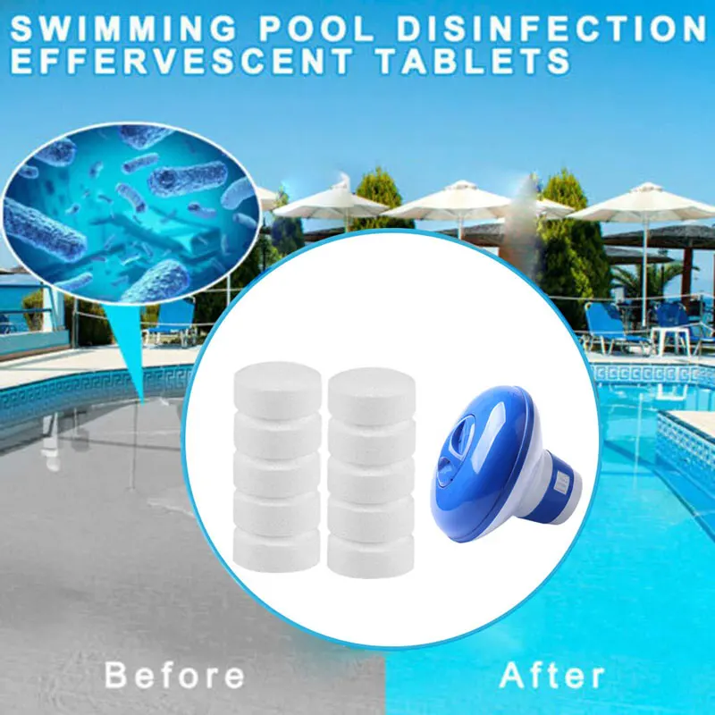 

100Pcs/Bottle Pool Cleaning Effervescent Chlorine Tablets Cage Disinfectant Swimming Pool Clarifier Multifunctional Cleaner