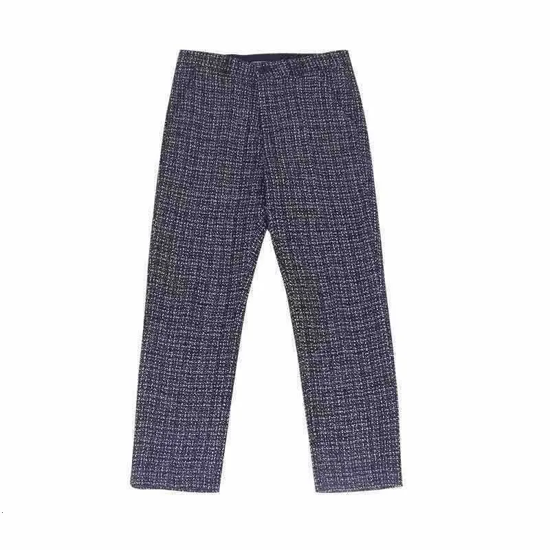 pants Корейские повседневные мужские клетчатые костюмы из двух частей с длинным рукавом, однобортные лацканы, смешанные цвета, свободный Блейзер, прямые брюки длиной до щиколотки - Цвет: pants