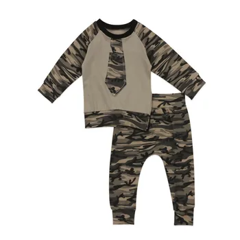 

Baby Boy Girls Clothes Autumn Kids Camouflage Print Shirt Pants Simple Concise Set Clothing for Baby Boys Girls