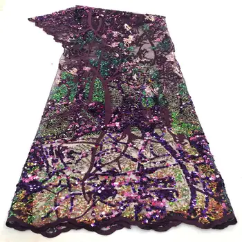 

Hot Sale African Sequins Lace Fabric High Quality 2020 Nigerian Wedding Party Dress For Tulle Sequins Lace Fabric JAUN