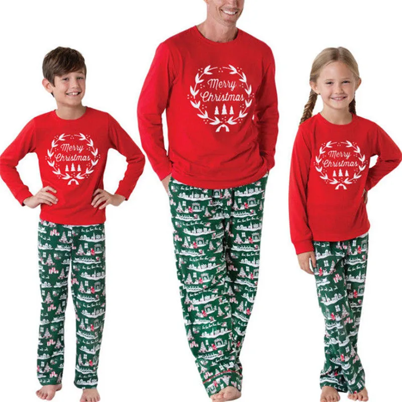 Рождественский пижамный комплект; Одинаковая одежда для сна для всей семьи; хлопковый топ для взрослых, женщин, мужчин, детей, мальчиков и девочек+ брюки; одежда для сна размера плюс