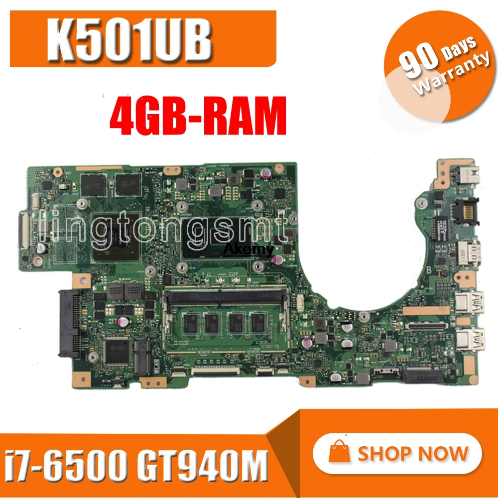  K501UX Laptop motherboard for ASUS K501UB K501UX K501UQ original mainboard DDR3 8GB-RAM I7-6500U GT