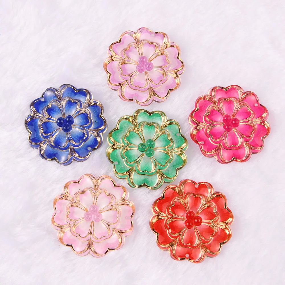 

BOLIAO New 5Pcs 32mm Big Flower Shape Acryl Flat Back Earring Ornament Pendant Sew on Bags /Clothes Decoration R341