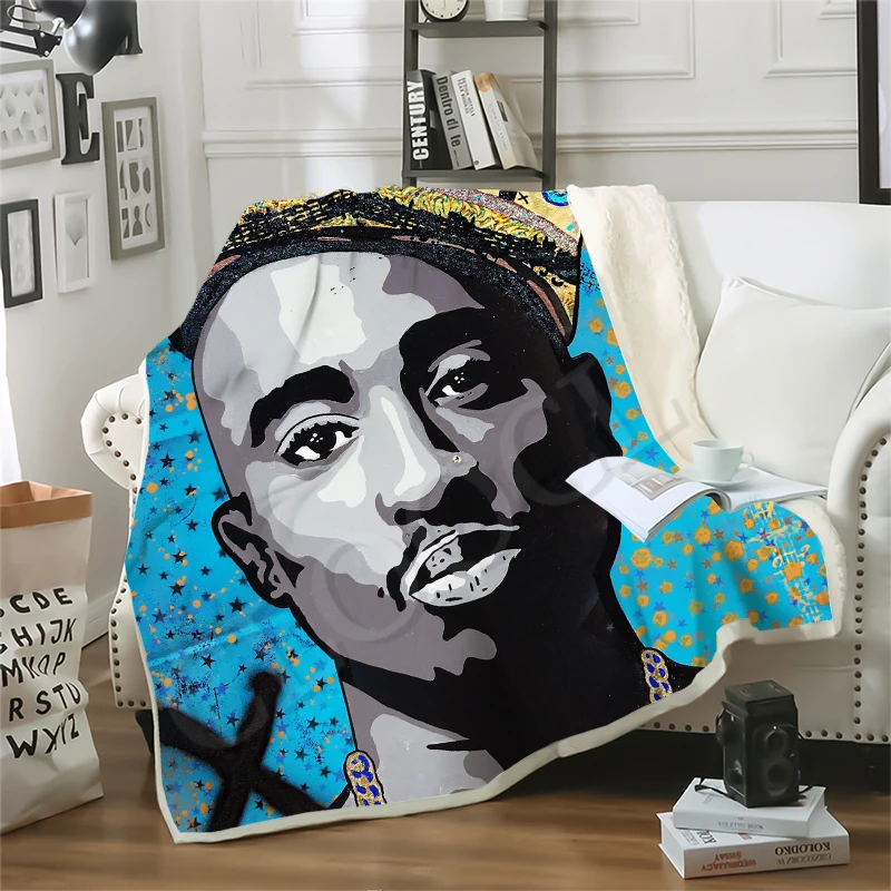 Одеяло Rapper Amaru Shakur 2pac Tupac забавное одеяло певицы со звездой с 3D принтом Sherpa на кровати домашний текстиль
