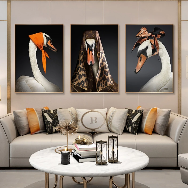 Абстрактные изображения лебедя постер с животными Картина на холсте настенное