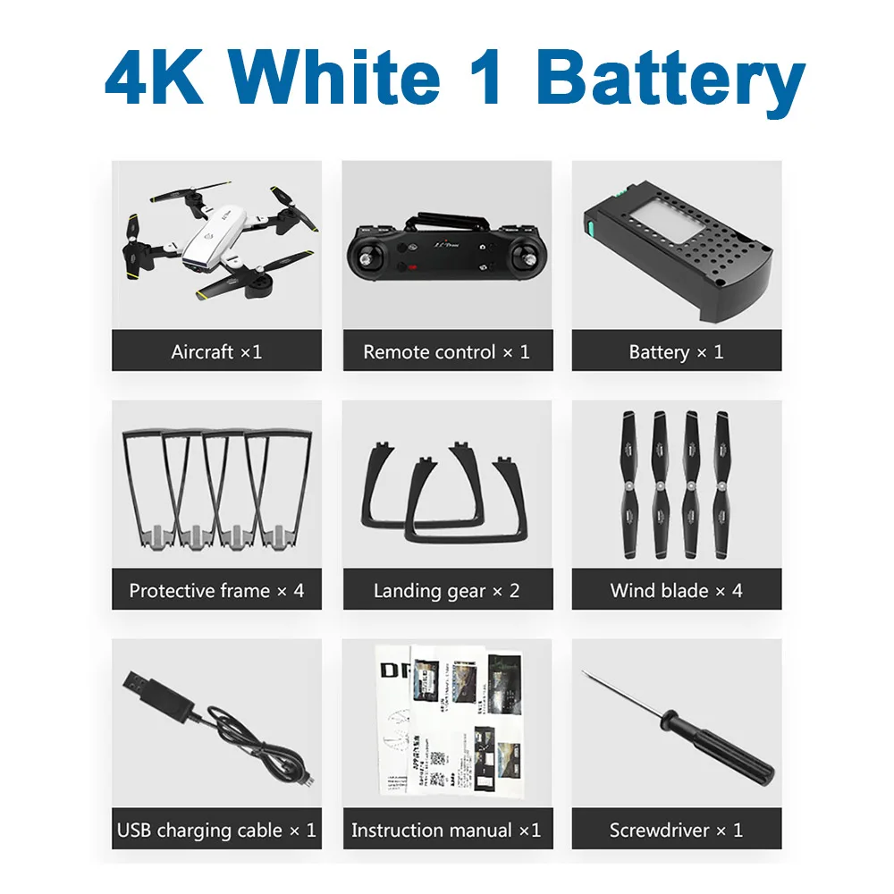 4K White 1 Battery SG700-S WiFi RC Drone 4K камера оптический поток 1080P HD Двойная камера антенна видео RC Квадрокоптер самолет складной Дрон - Цвет: 4K White 1 Battery