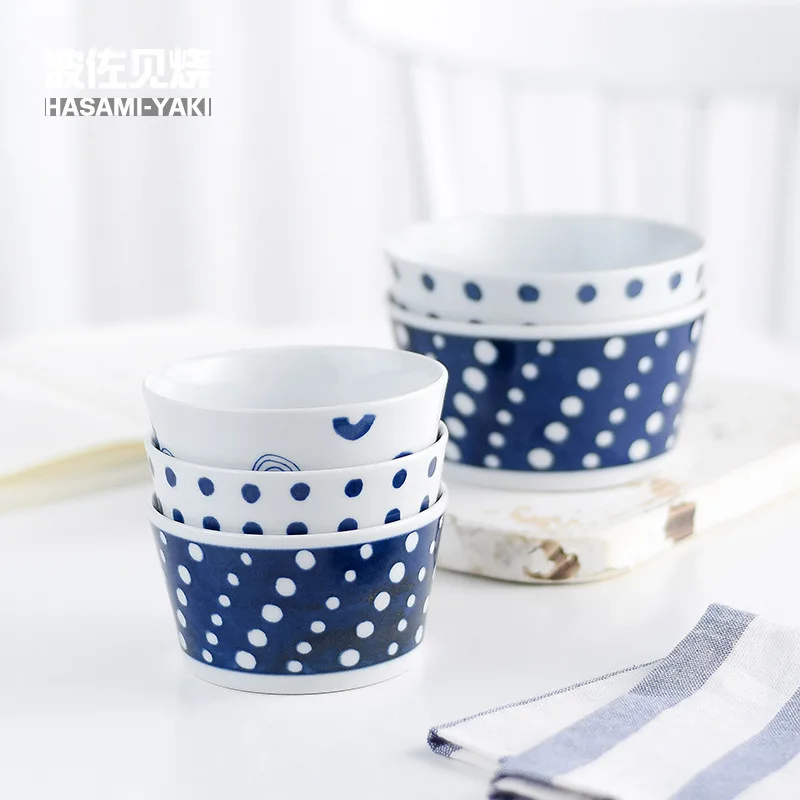 

HASAMI Imported from Japan Ceramic Tableware Indigo Lightweight Porcelain Japanese Style Simple Household Freshness Bowl Gift Se