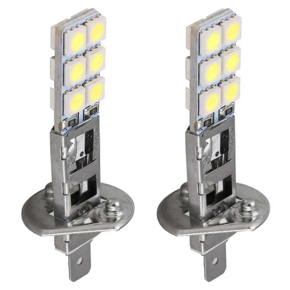 2 PCS ο H1 6000K  ȭƮ 55W LED  Ʈ  ŰƮ Ȱ   H1 LED  Ʈ  H1-12SMD-5050  Ȱ 