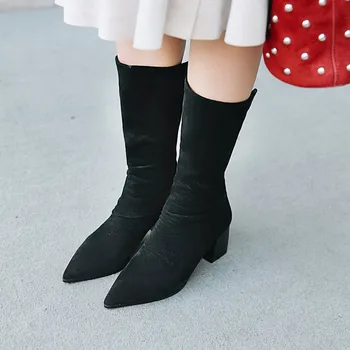 

Big Size9 10 11 12 boots women shoes ankle boots for women ladies boots shoes woman winter Rear zipper pointed heel