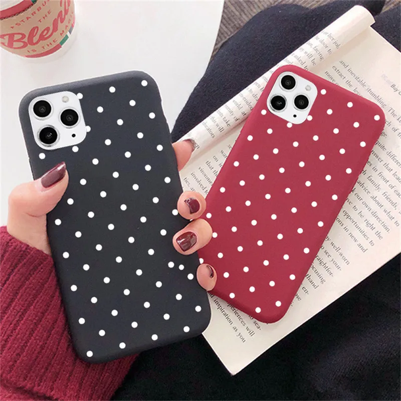 

Moskado Simple Wave Point Phone Case For iPhone 11 Pro X XR XS Max 6 6s 7 8 Plus Candy Color Flower Soft TPU Silicone Back Cover