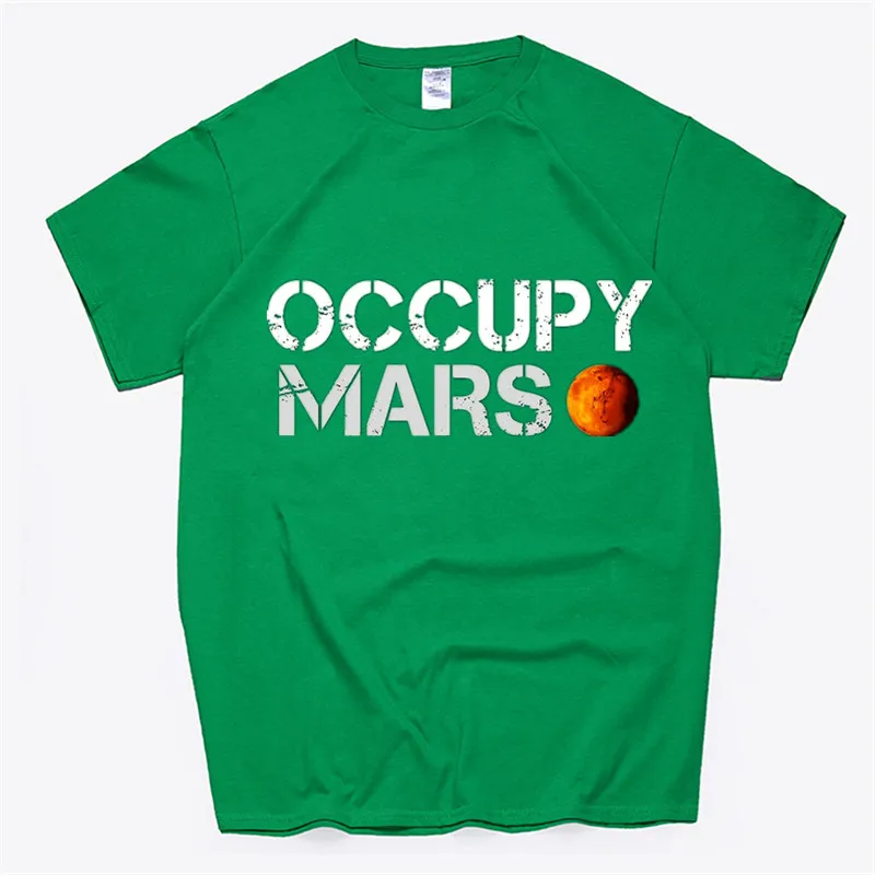 Женская хлопковая Футболка Occupy Mars Spacex, унисекс, скейтборд, Рождественская футболка, женская одежда для девочек, уличная рубашка - Цвет: T18-green