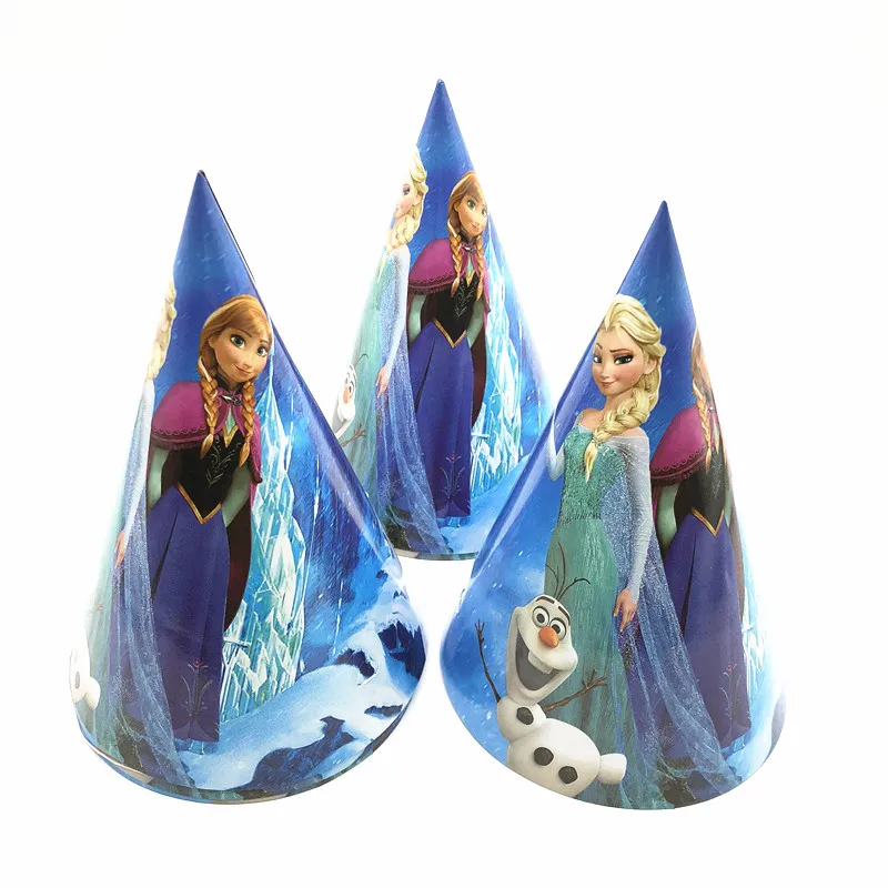 6Pcs Disney Frozen Theme Disposable Paper caps Kids Girls Birthday Party Decoration Baby Shower Wedding Party Supplies for kids