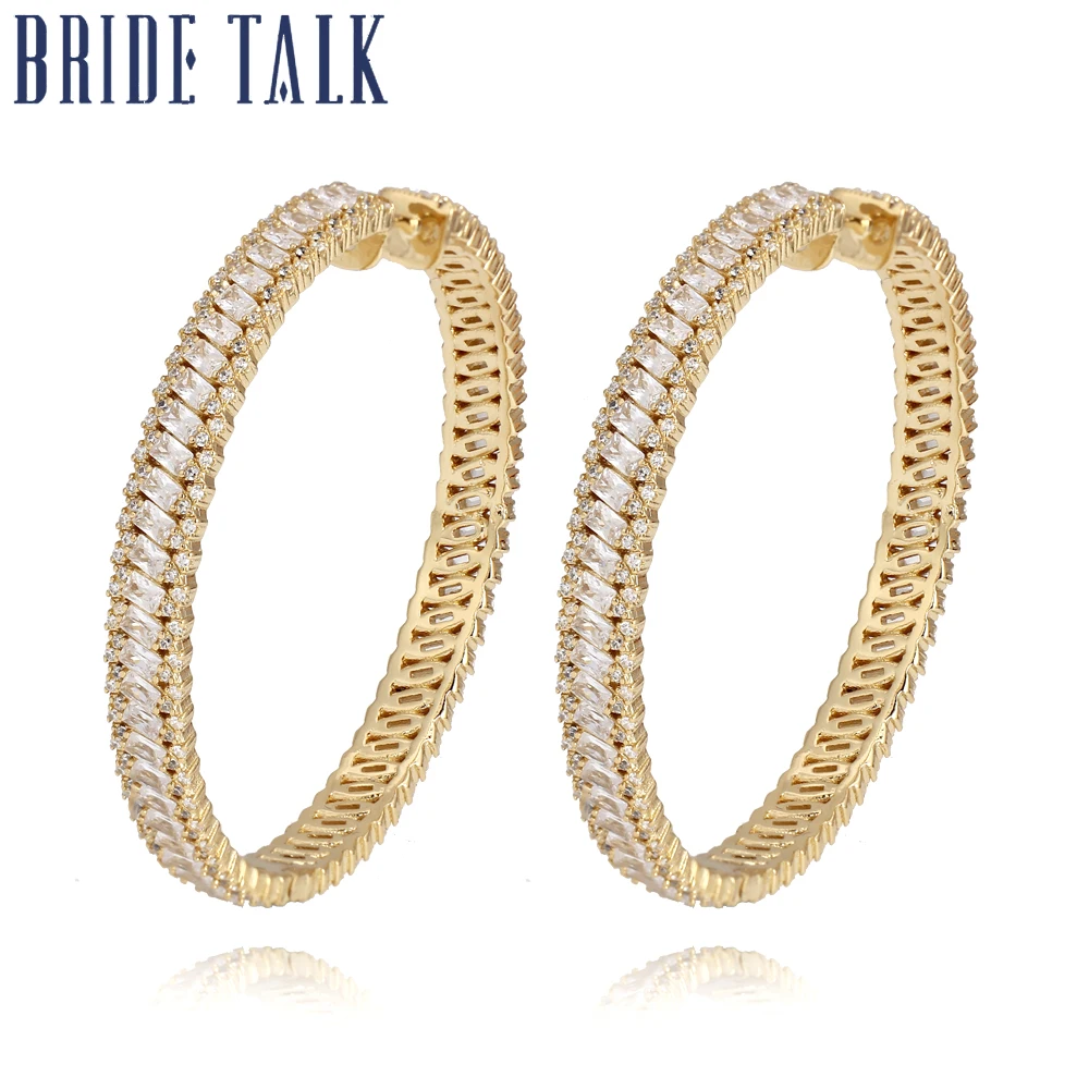 gold color Невесты Talk Роскошные модные особенности элегантные специальные дизайнерские серьги-кольца кубический циркон Ювелирные изделия Подарки Букле д 'ореиль femme - Окраска металла: gold color