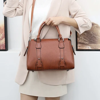 

Vintage Fashion Handbag Large Capacity Soft Leather Messenger Bag