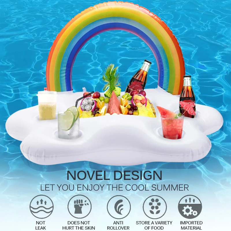 Summer Rainbow Air Mattresses For Cup Inflatable Drinks Holder Pool Floats Bar Coasters Floatation Devices Pink | Спорт и