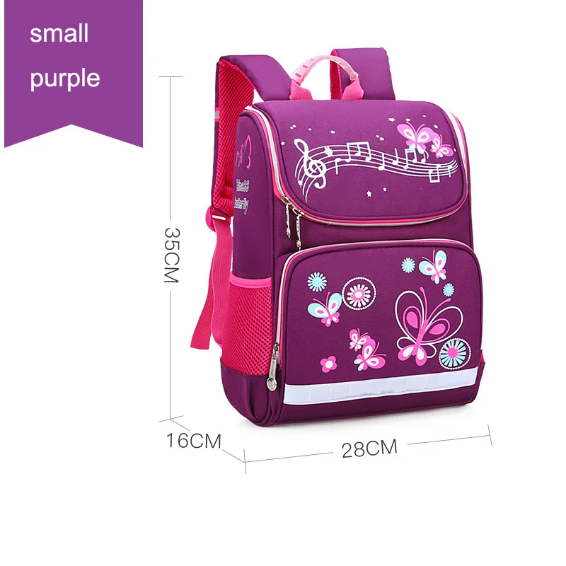 small purple Новые детские школьные сумки для девочек, школьный рюкзак с бабочкой, детский Ранец для мальчиков, рюкзак с машинкой для девочек, школьный рюкзак, космическая сумка - Цвет: small purple