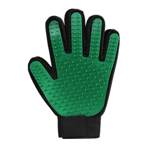 Расческа для собаки, перчатка для чистки домашних животных, массажная перчатка для ухода за животными, перчатка для чистки пальцев, перчатка для кошачьей шерсти - Цвет: Left hand green