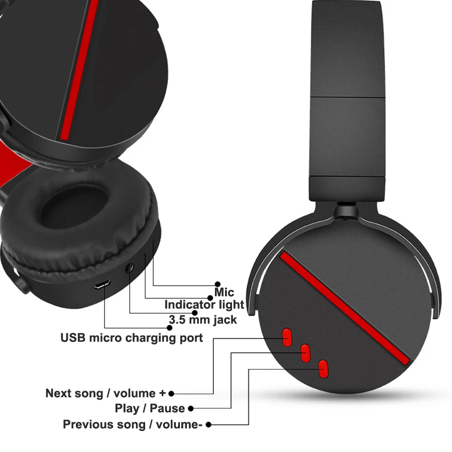 Портативные беспроводные наушники, Bluetooth наушники, стерео Складная гарнитура, аудио регулируемые музыкальные наушники с микрофоном для телефона
