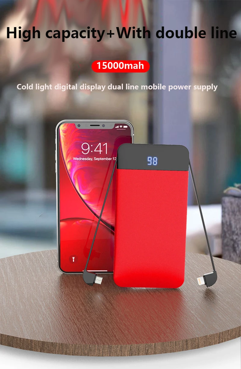 15000 мАч банк питания для Xiaomi samsung iPhone huawei Портативный мини двойной usb зарядка Быстрая зарядка внешний аккумулятор