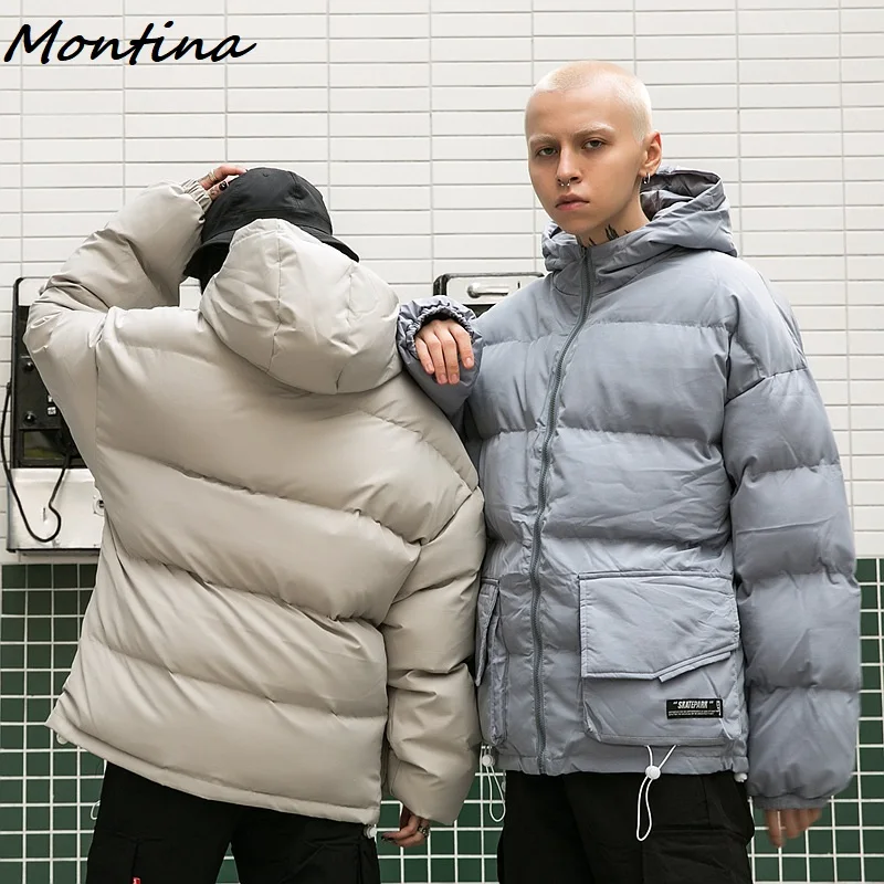 Dark Icon Big Pocket Men's Coat with Hoodie Thick Warm Outerwear Coats for Men Detachable Hat Jackets men puffy winter coat