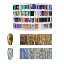 4*100 см/рулон Золото Серебро Фольга для ногтей голографическая красочная переводная вода наклейки смешанные 100 узоры наклейки для ногтей украшения