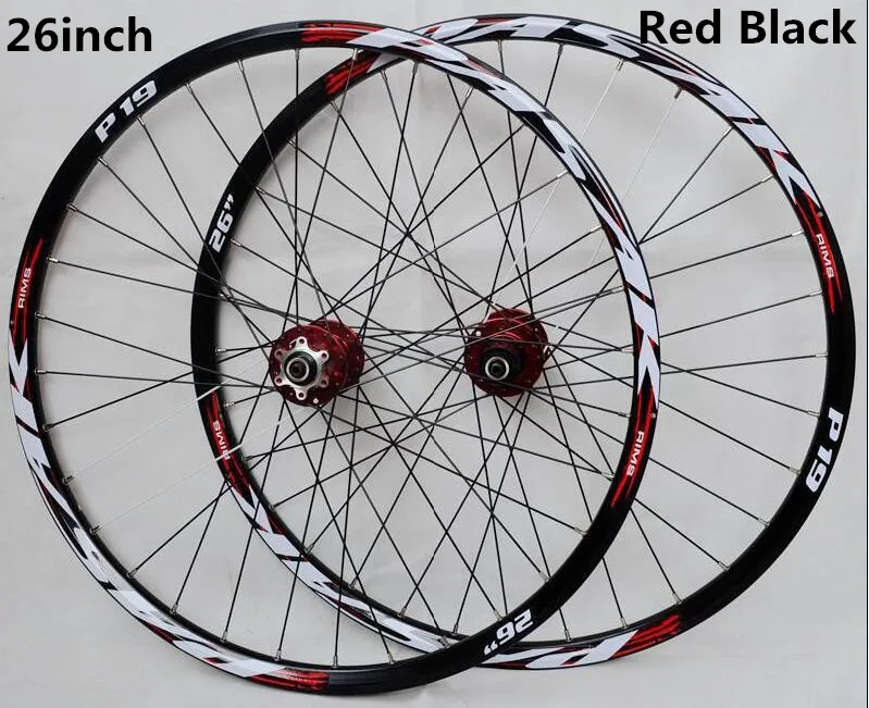 26inch red black Пасак MTB горный велосипед 26/27. 5/29 дюймов колеса велосипедные колеса спереди 2 сзади 4 подшипники концентратора дисковый тормоз колеса сплав обода - Цвет: 26inch red black