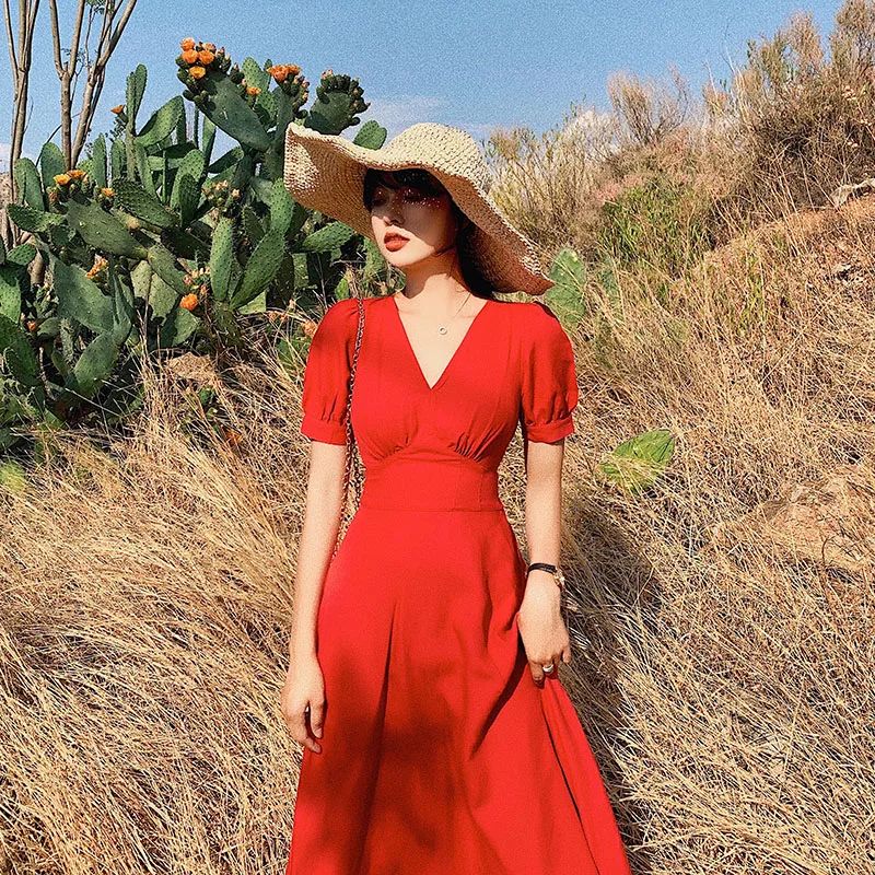 2019 Vintage elegant Cotton Linen Casual dress women beach dress Summer party Holiday dresses vestidos