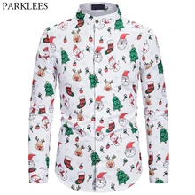 Рождественская Мужская рубашка с принтом снеговика и лося, мужские нарядные рубашки, повседневная приталенная белая сорочка со стоячим воротником, уличная блуза, одежда