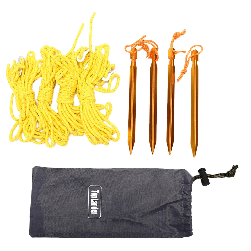 Ultralight Aluminum Tent Pegs And Reflective Guy Line Windproof Rope Nails Outdoor Camping Tarp Shelter Canopy Tent Accessories