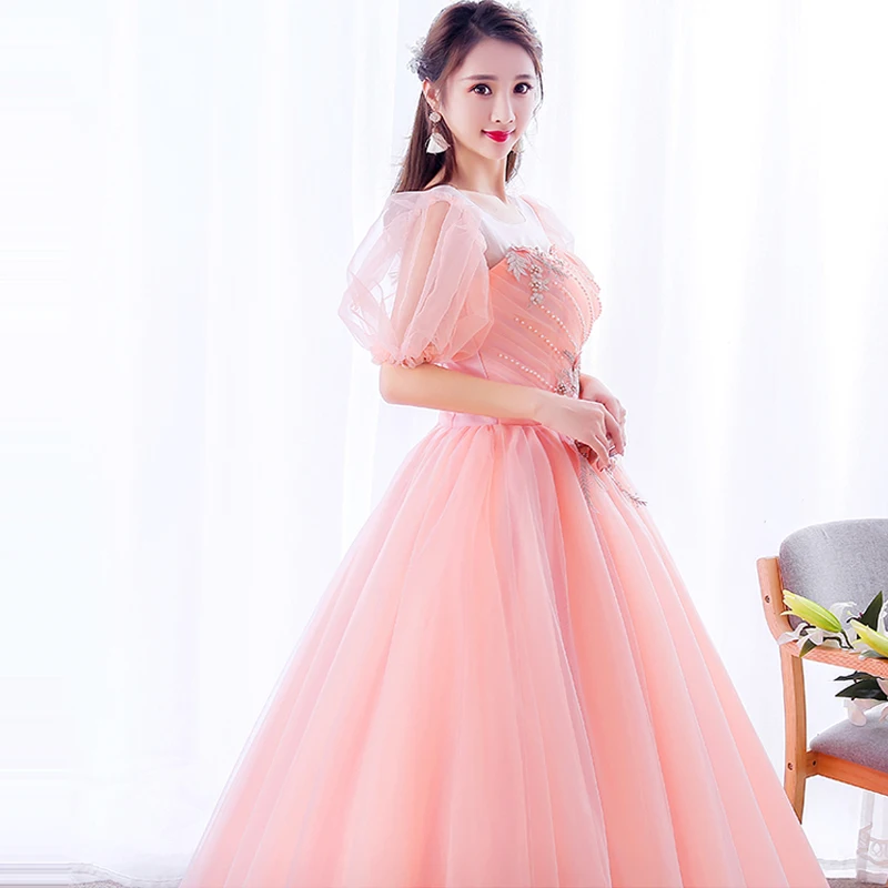 Это Yiya свадебное платье с отделкой бисером цветы пышные рукава длиной до пола свадебное платье es o-образным вырезом плюс размер свадебные бальные платья CH085