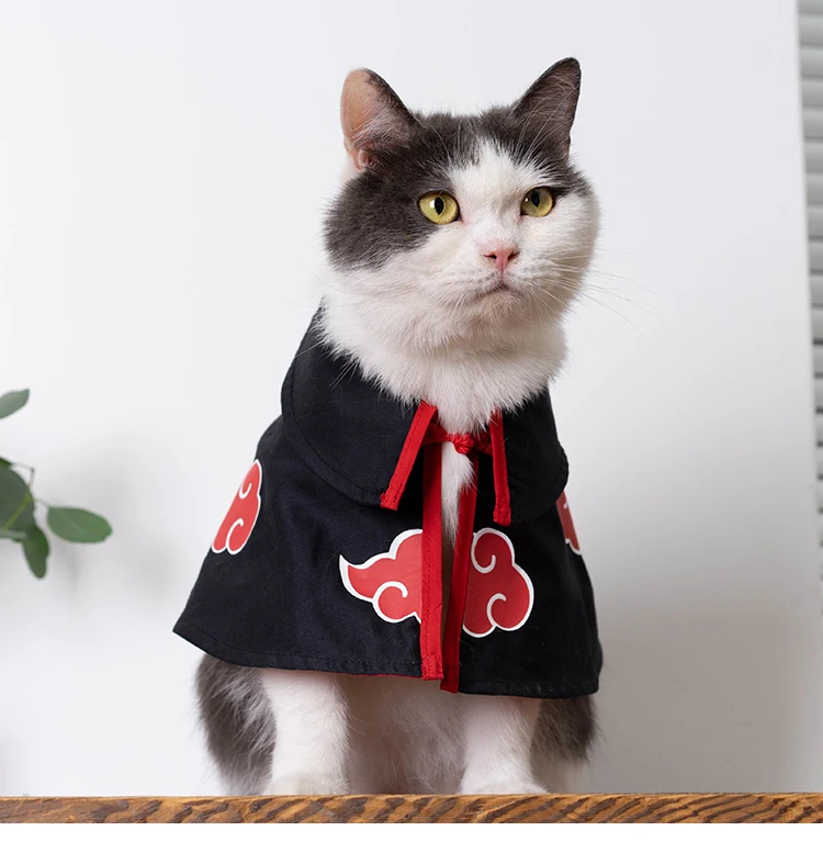 Naruto Akatsuki Cat Cloak Pet Dog Cape Leisure Tops Teddy Bear Small Dog COS Costume Ninja Dress Cape