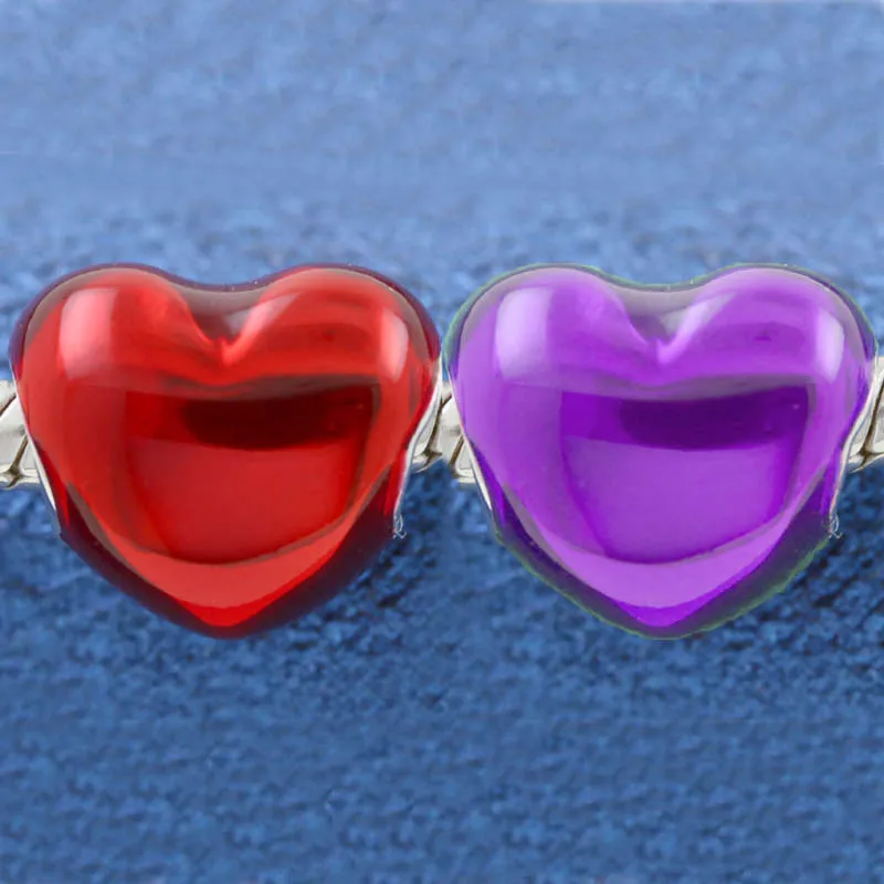 

Original Enamel Metallic Purple & Red Heart Beads Fit 925 Sterling Silver Bead Charm Europe Bracelet Diy Jewelry