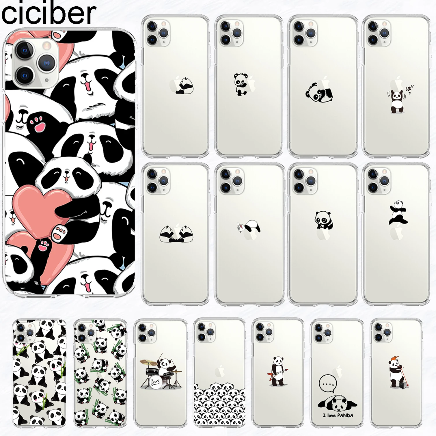 Ciciber чехол для телефона iPhone 11 12 Pro XS MAX X mini Animal Смешные панды силиконовый Iphone XR 7 8 6 6S