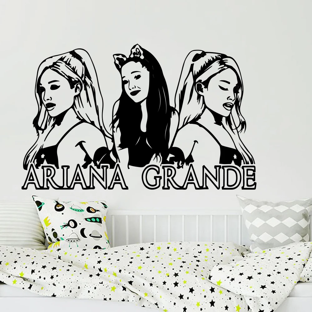 Large Ariana Grande Music Wall Sticker Girl Room Music Super Star Wall Decal Bedroom Fans Vinyl Home Decor (3)