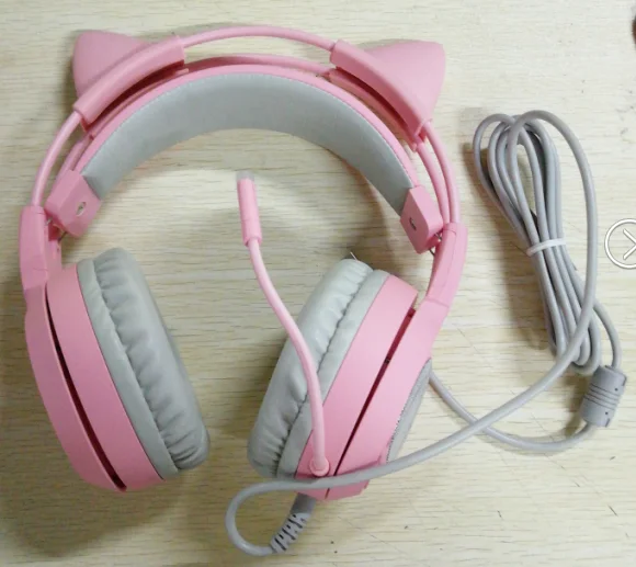 SOMIC G951 розовые наушники с кошачьими ушками Virtual 7,1 шумоподавление Игровые наушники Вибрационный светодиодный USB гарнитура для ПК в режиме реального времени